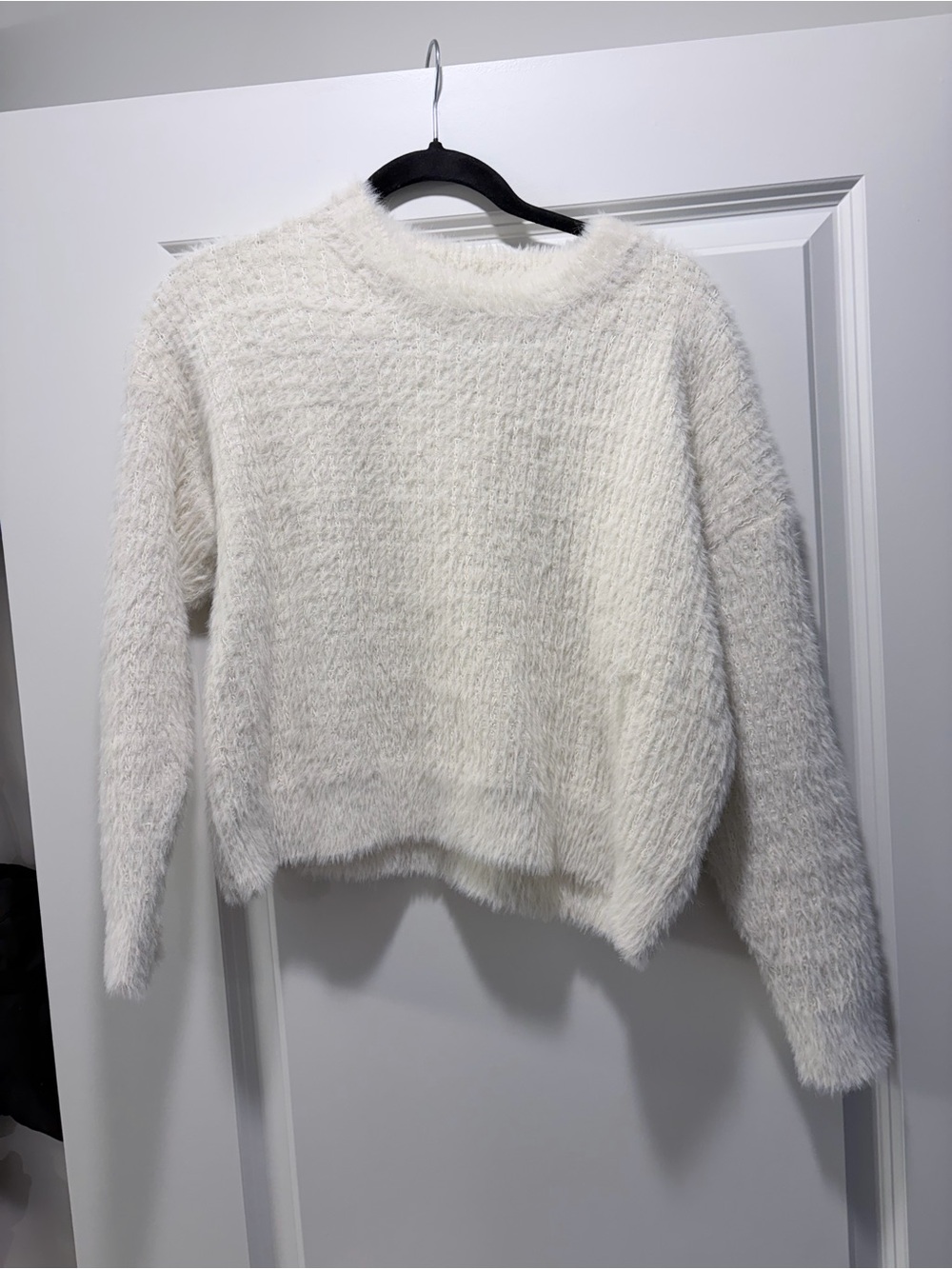 Cozy Cream Fuzzy Crewneck Sweater